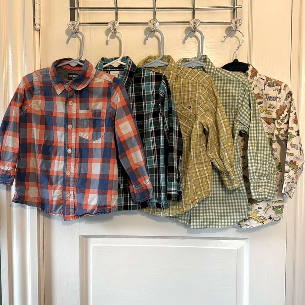 Five (5) Long Sleeve Button-down Shirt Bundle for Boys (3T)